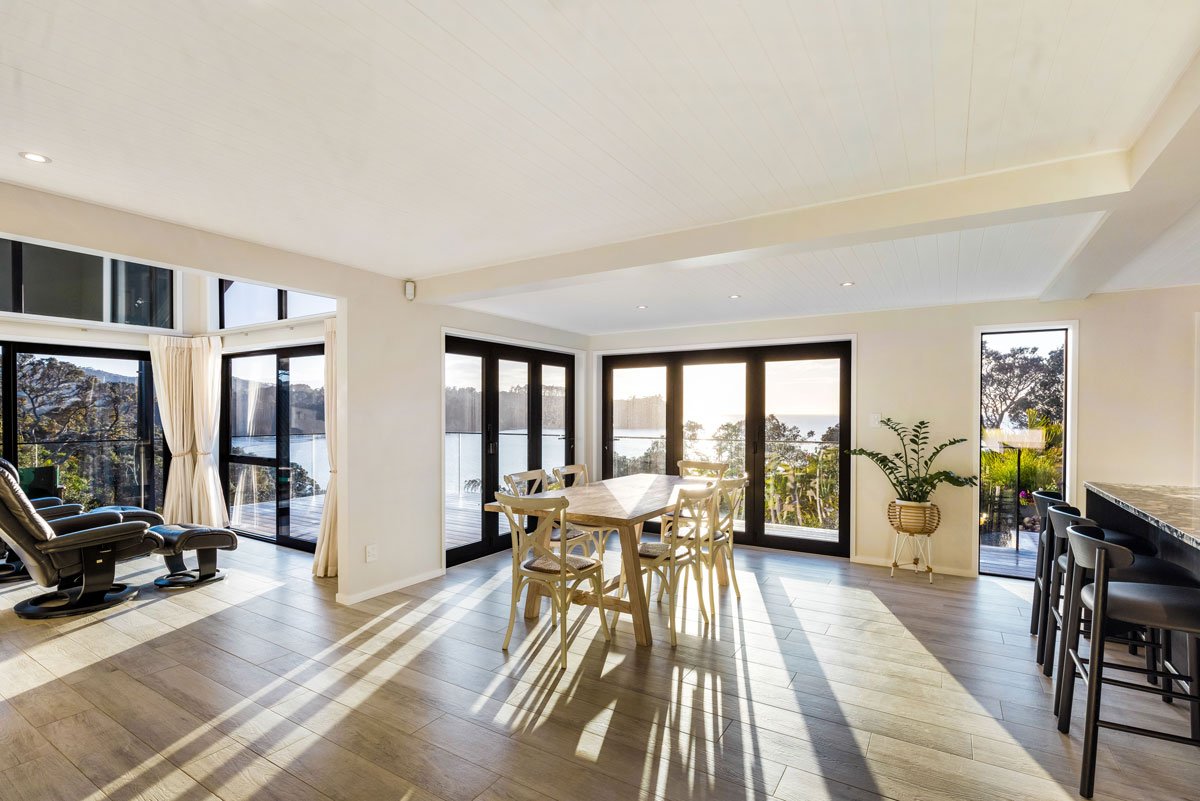 Kitchen and dining extension with full-height joinery and contemporary outdoor integration.