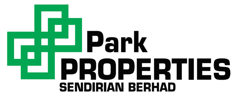 Logo of Park Properties Sdn Bhd with green geometric design and black and red text.