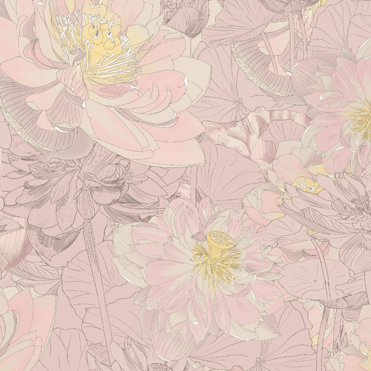 Lotus Blossom - Pink & Taupe