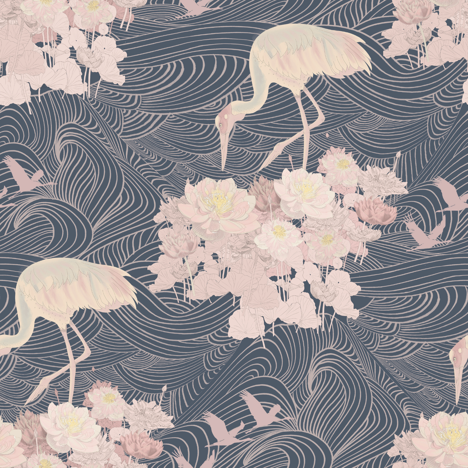 Lotus Pond - Indigo Blue