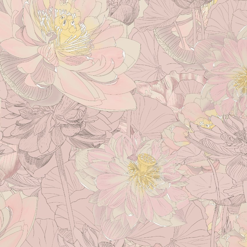 Hand Drawn Botanical Lotus Flower