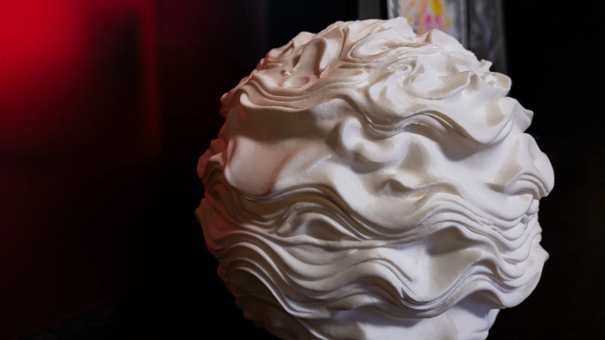 Textured sculptural lamp shade detail, Syzygy ambient light