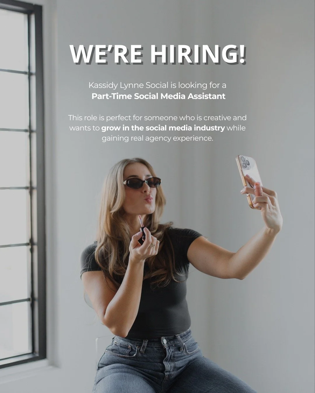 We&rsquo;re growing the Kassidy Lynne Social team. 📲

We&rsquo;re looking for a Part-Time Social Media Assistant to support content creation, editing, and planning across our client accounts.

This role is designed for someone early in their social 