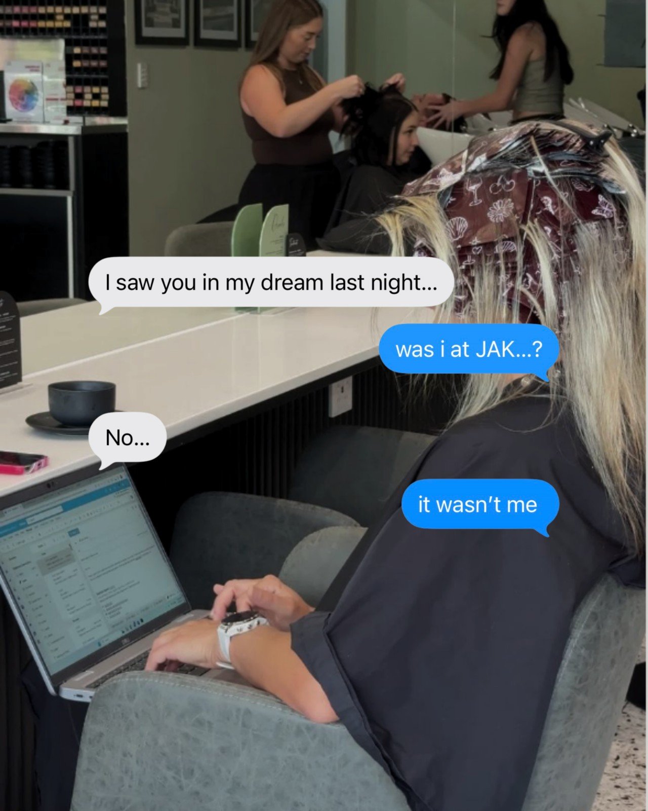 Nope. Couldn&rsquo;t have been you.
ㅤ

🏷️- Jak Hair Collective, Gold Coast, Reedy Creek Salon, Casuarina Hair, Blonde &amp; Balayage Specialist, Keratin Treatments, Hair Extensions Gold Coast, Wella Colour Experts, Healthy Hair Journeys, Modern Hair