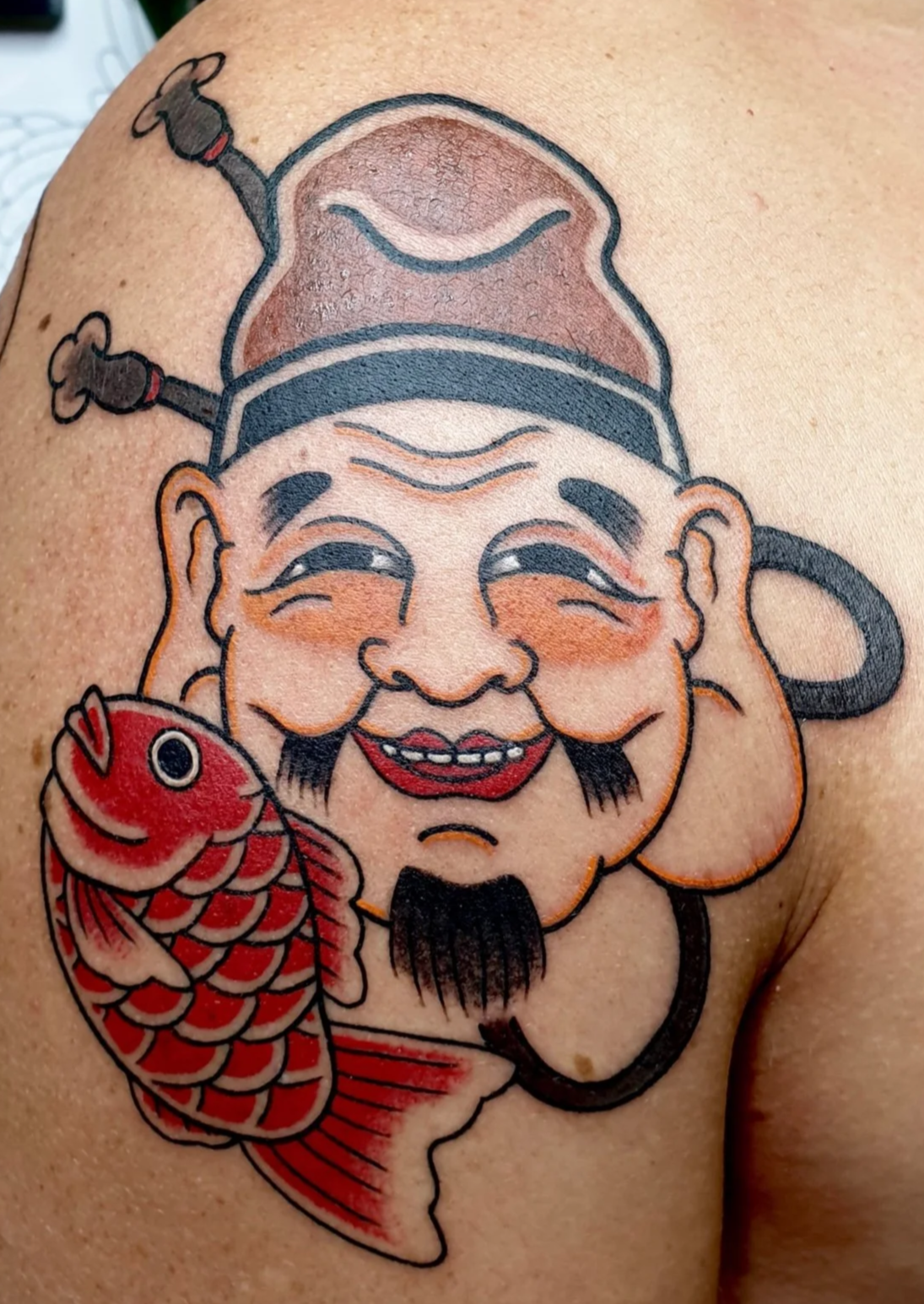 japanese mask tattoo ebisu