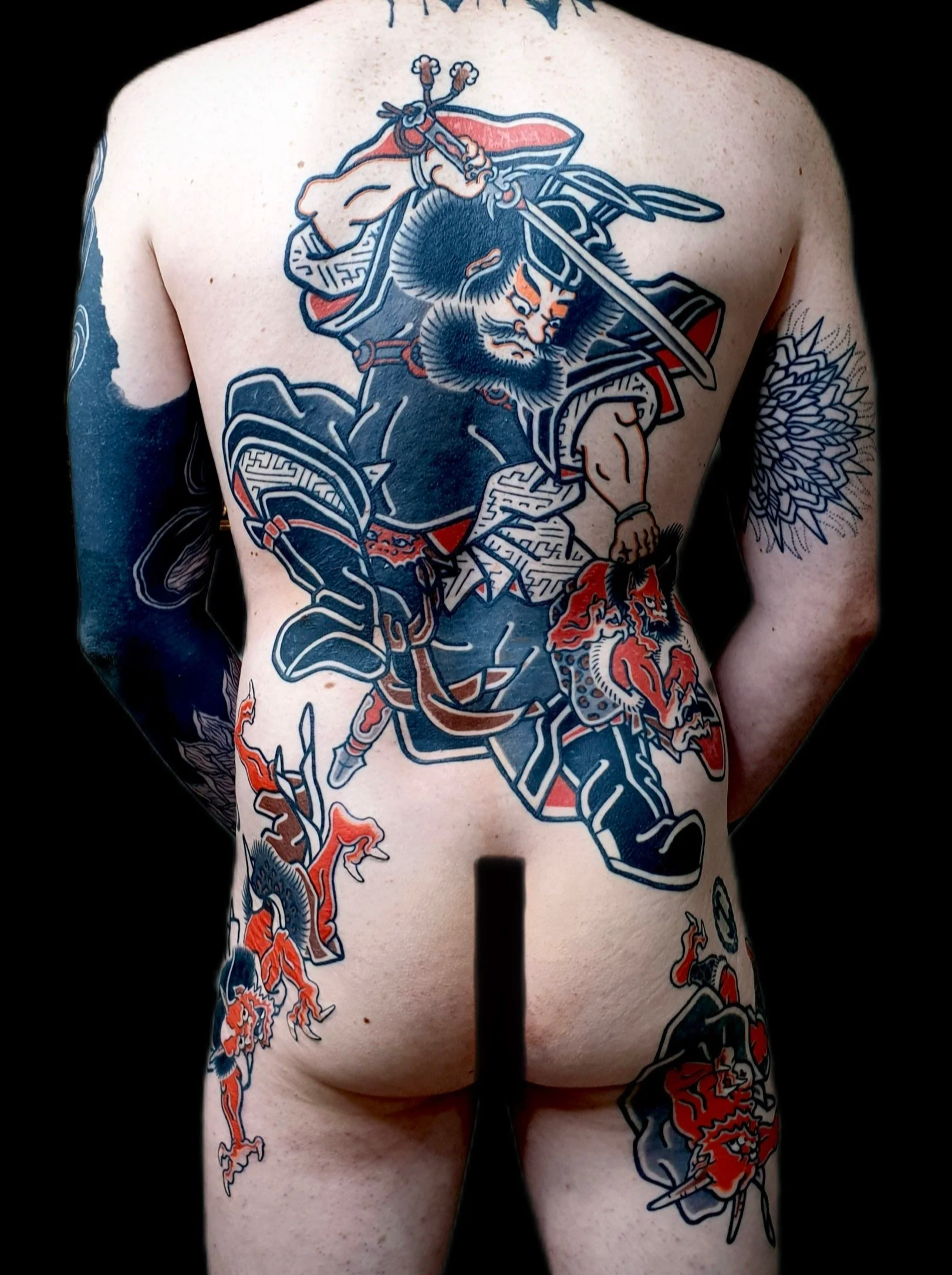 japanese backpiece tattoo shoki and oni