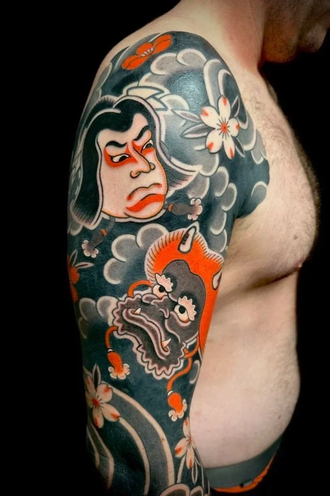 japanese full sleeve momotaro and oni