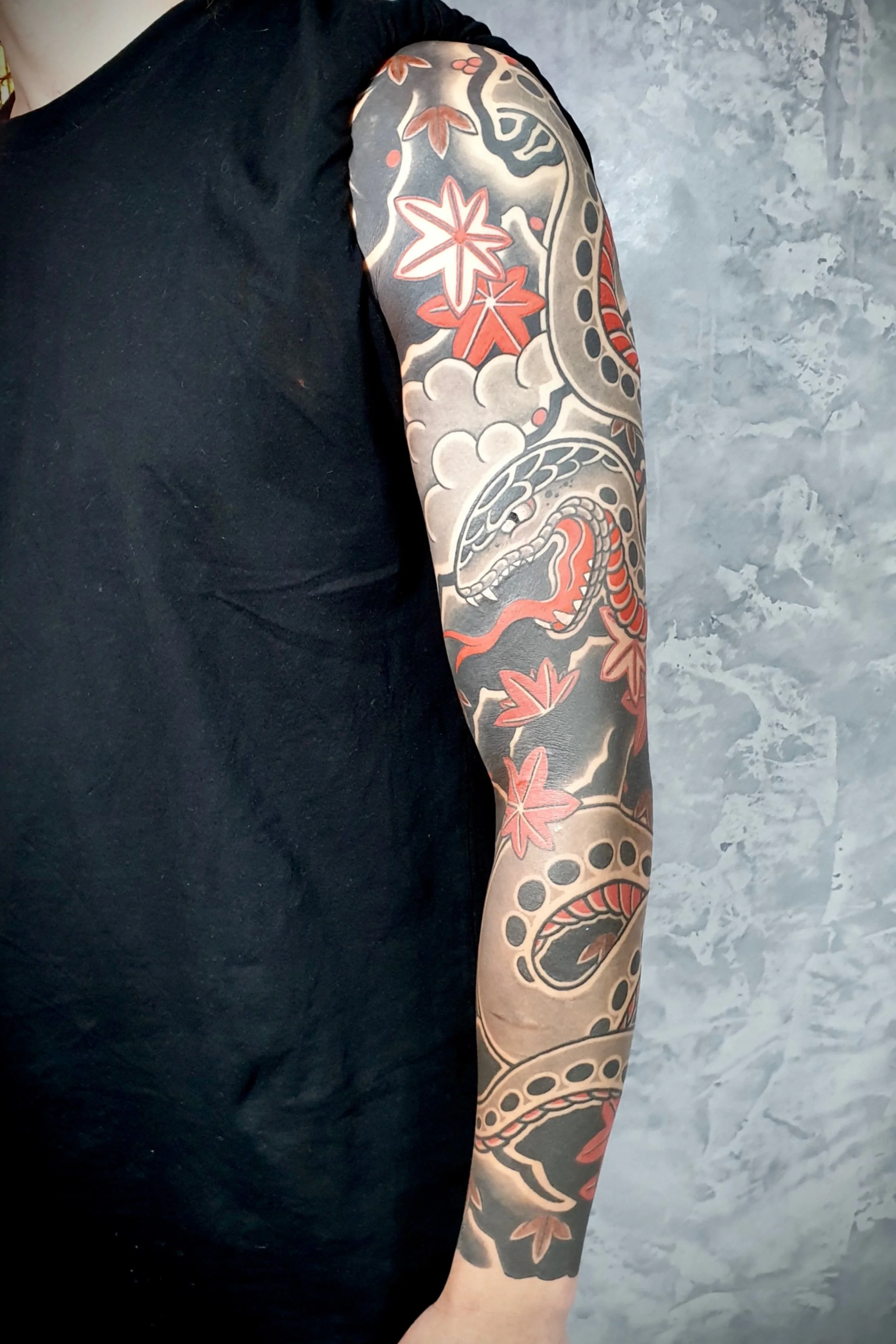 japanese full sleeve snake