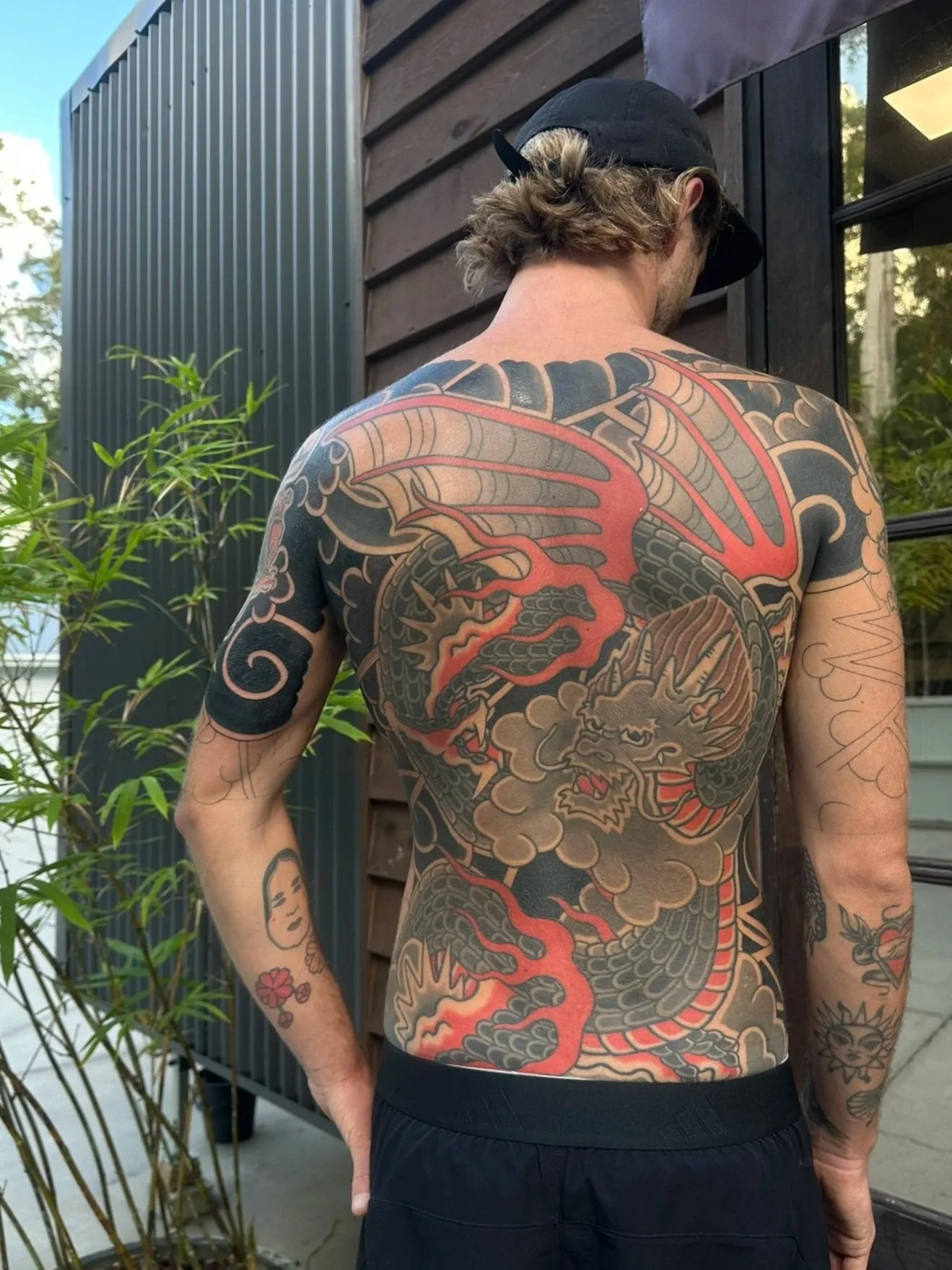 “Japanese Winged Dragon”, dragon backpiece in progress by Edward Neo