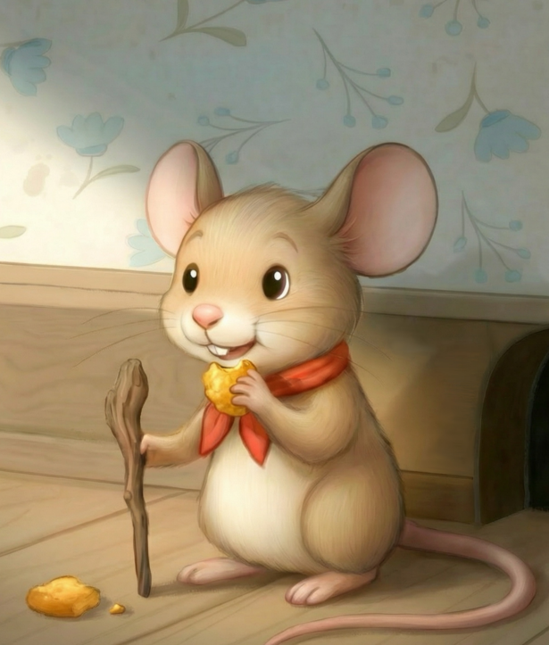 Mouse peeks out from his Mouse hole.