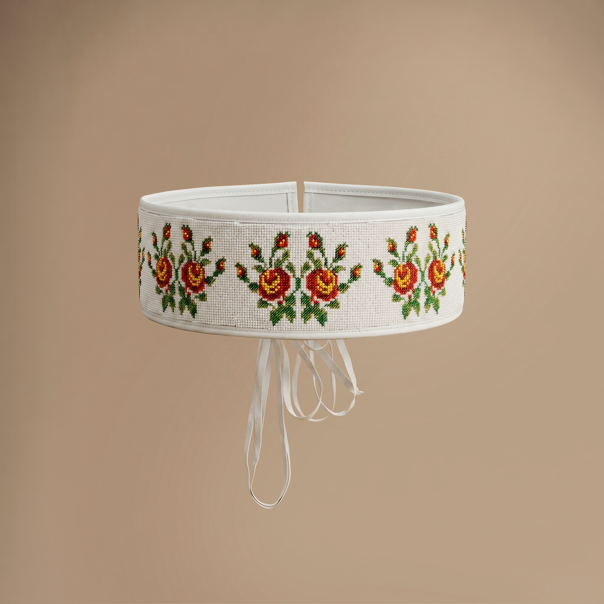 White & Red Beaded Brau
