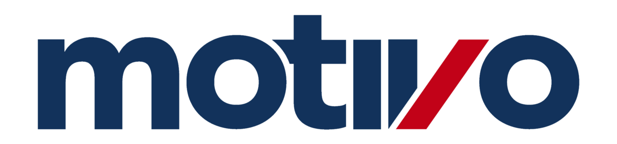 Motivo logo in blue and red text.