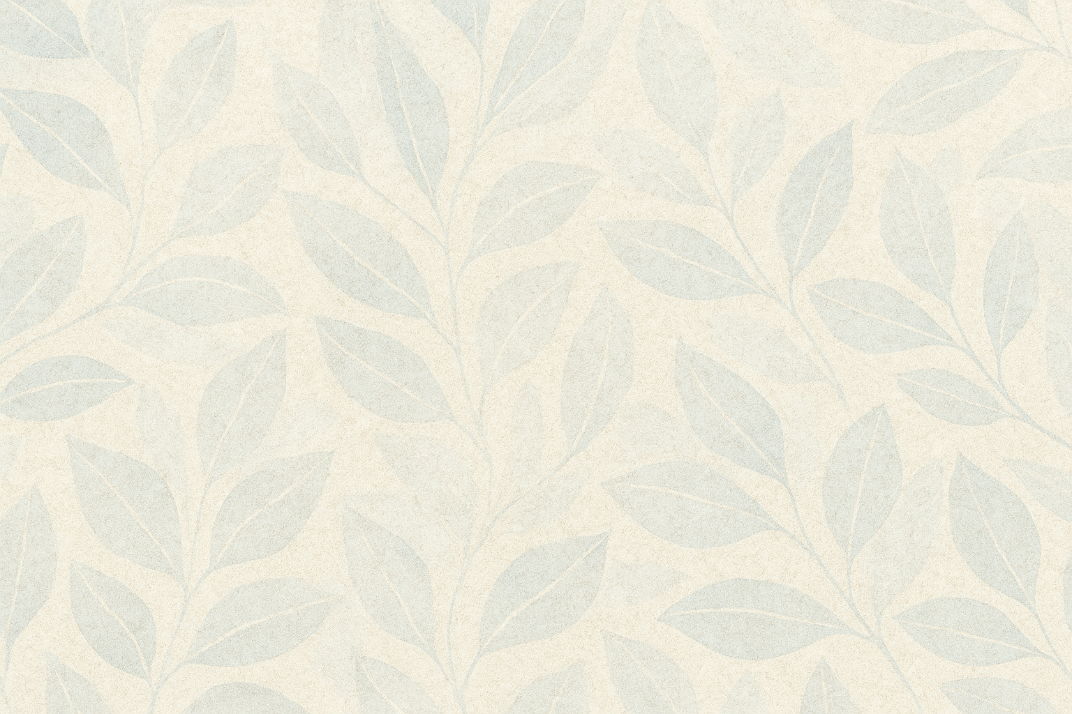 Light-colored wallpaper with a pattern of light gray leaves on a beige background.