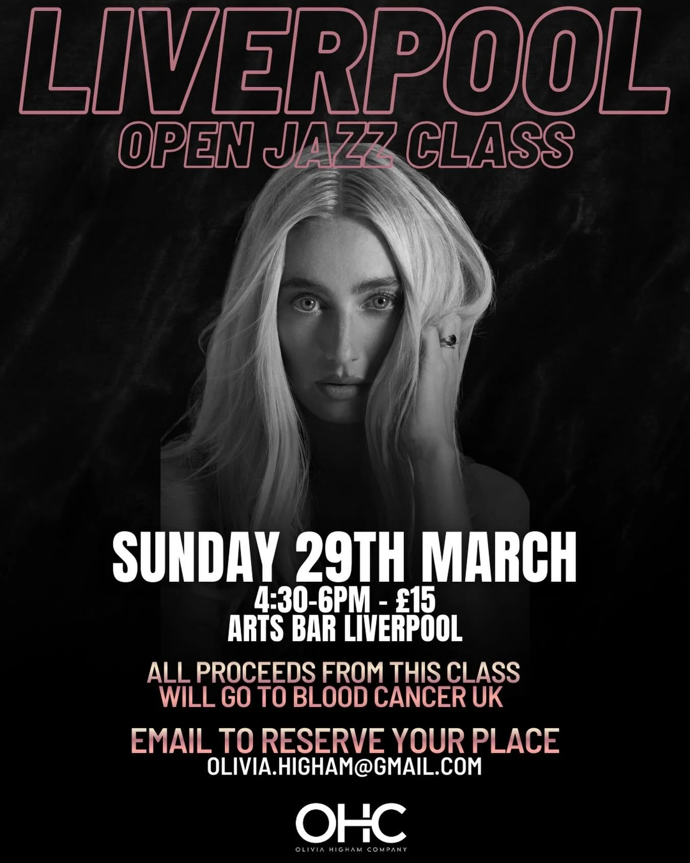 OPEN JAZZ CLASS LIVERPOOL! You can reserve your spot now by emailing olivia.higham@gmail.com you will be then receive all payment details 💖 ALL FUNDS TO GO TO BLOODCANCERUK to sponsor my 2026 London Marathon. All dancers to be aged 14+