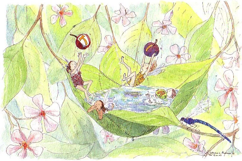 Tia - Fairies in the pool. Private commission for a baby