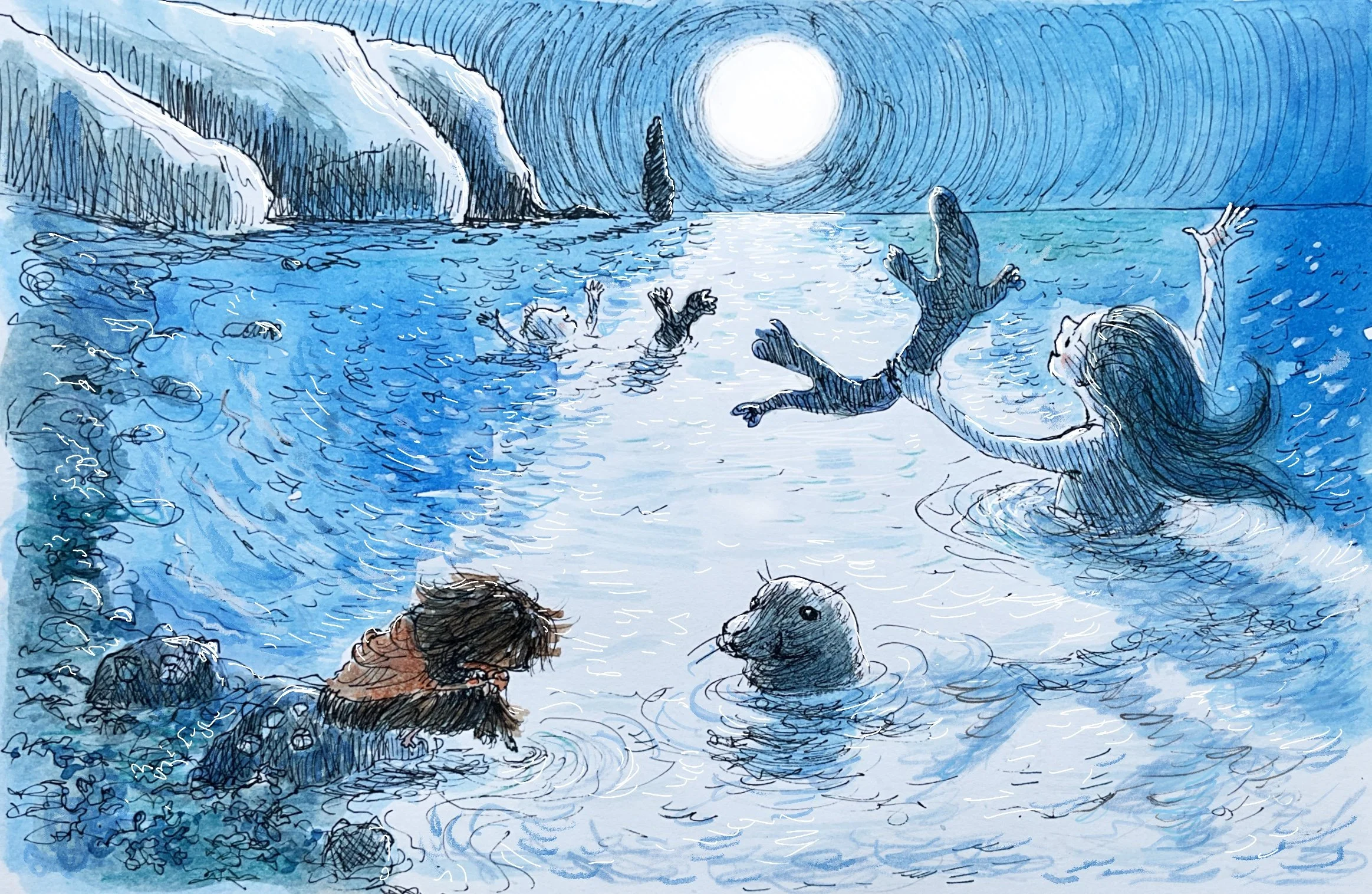 Braw Days and Coorie Nights - Selkie
Illustration about Haggerty Haggis who goes on holiday to see all his friends who are other mythological creatures.