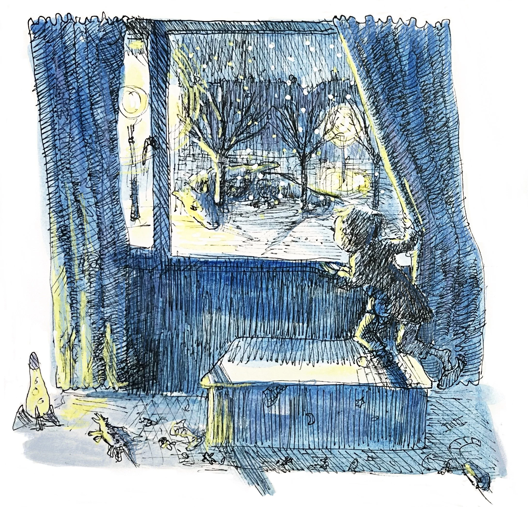 Once Upon A Winter - Stranger
Illustration for a series of prompts from an Instagram challenge. A young boy finds an ice dragon who takes him away and helps him discover his strength and courage.