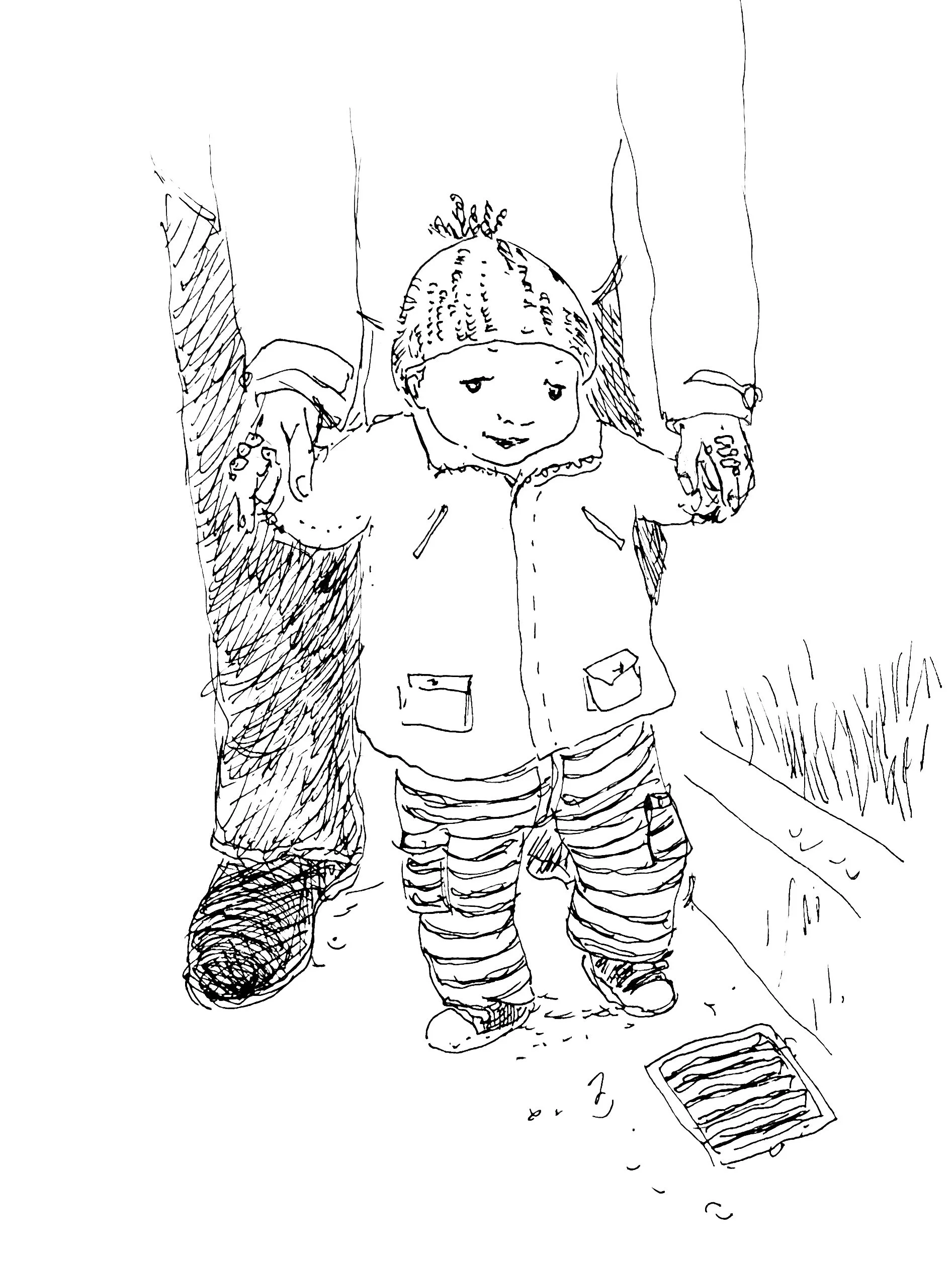 Learning to walk. Spot illustration for life of a preschooler.