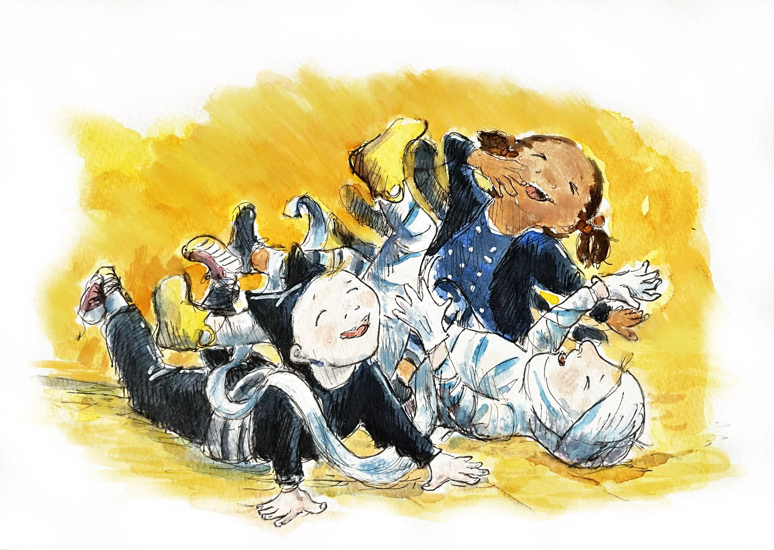 Batboy, Spidergirl and the Mummy fall in such a jumble they can’t tell who’s leg is whose.  Story about a shy boy attending a party and the friends he makes.