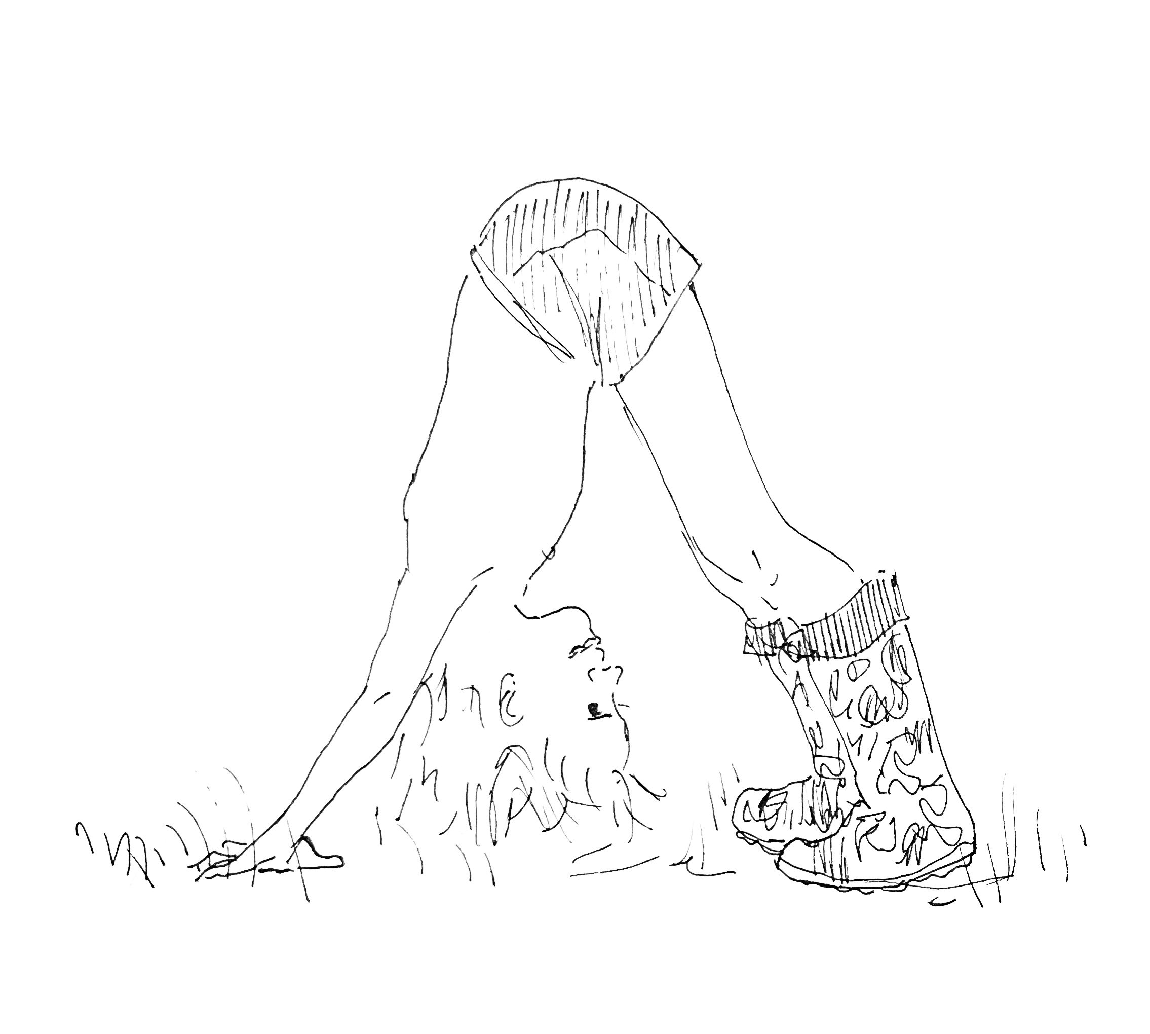 Seeing the world upside down. Spot illustration for life of a preschooler.