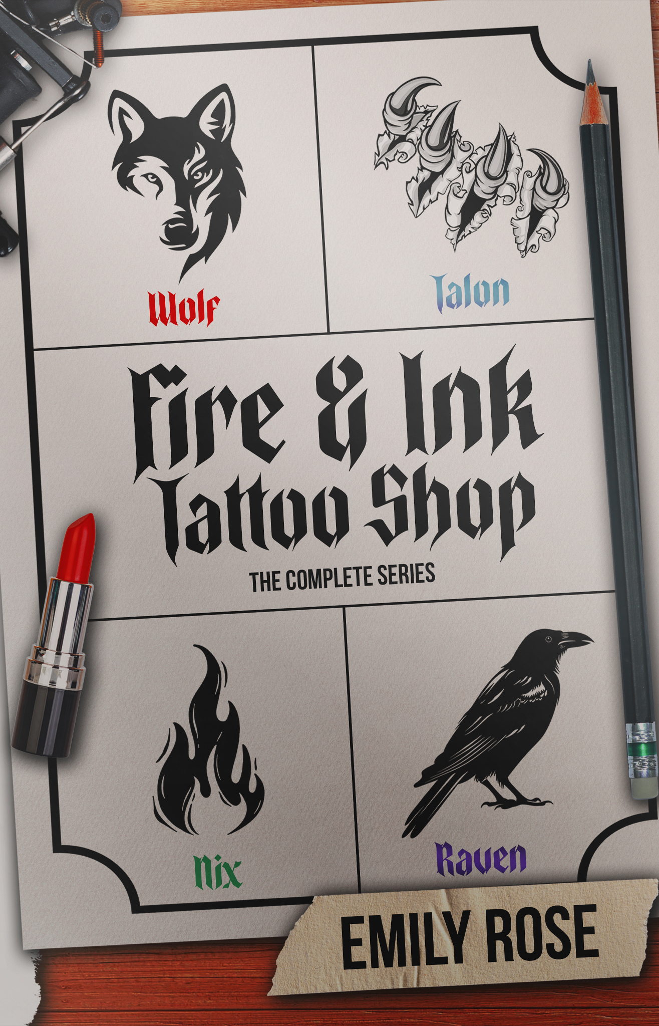 Fire and Ink Tattoo Shop by Emily Rose Cover Design
CONTEMPORARY ROMANCE