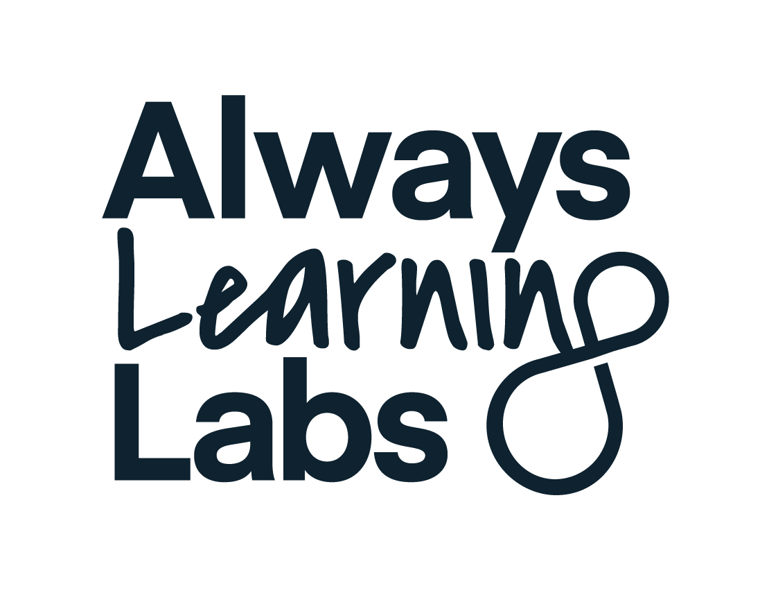 Text that says 'Always Learning Labs' with 'Learning' written in a growth script style.