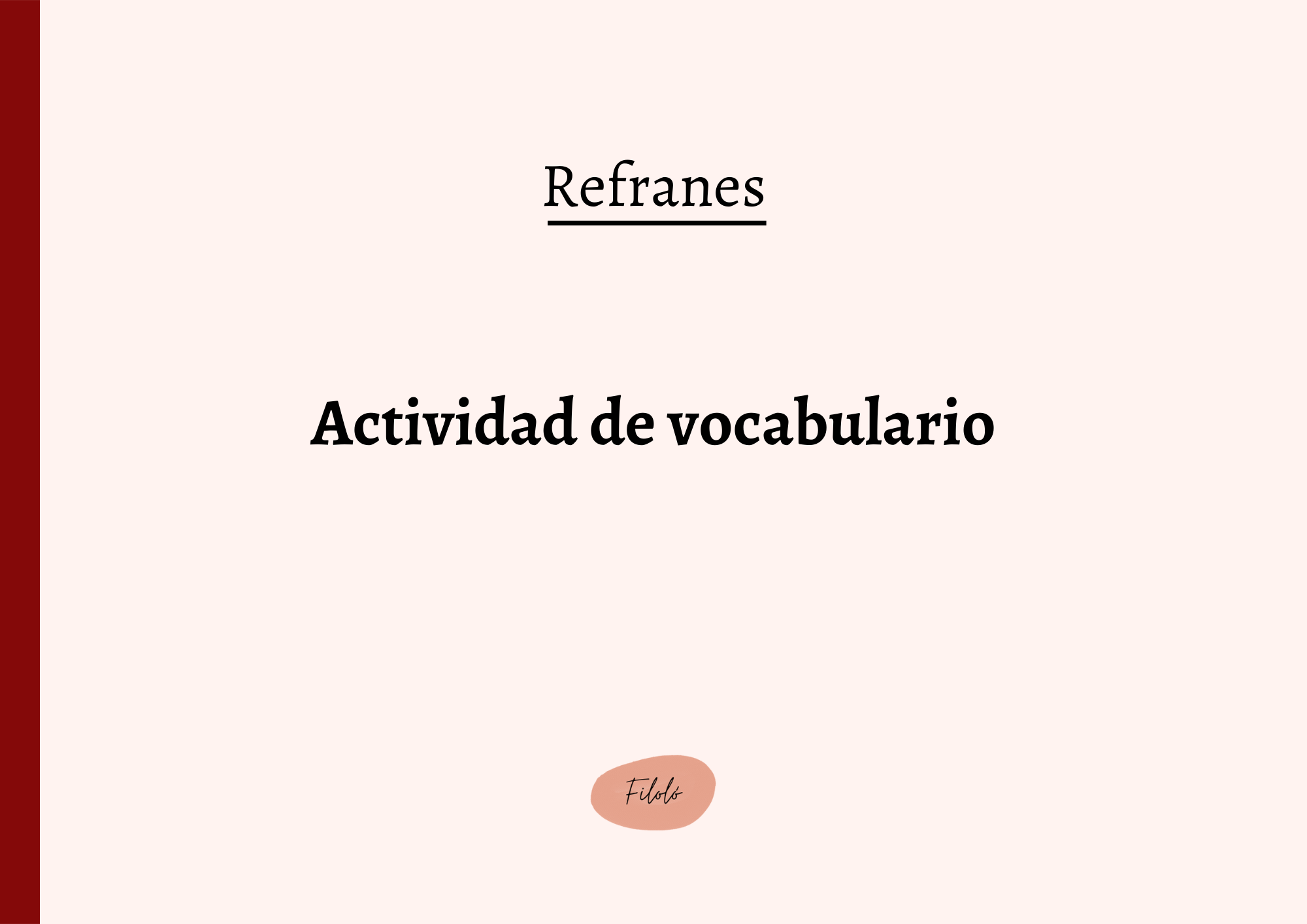 Refranes: actividad de vocabulario