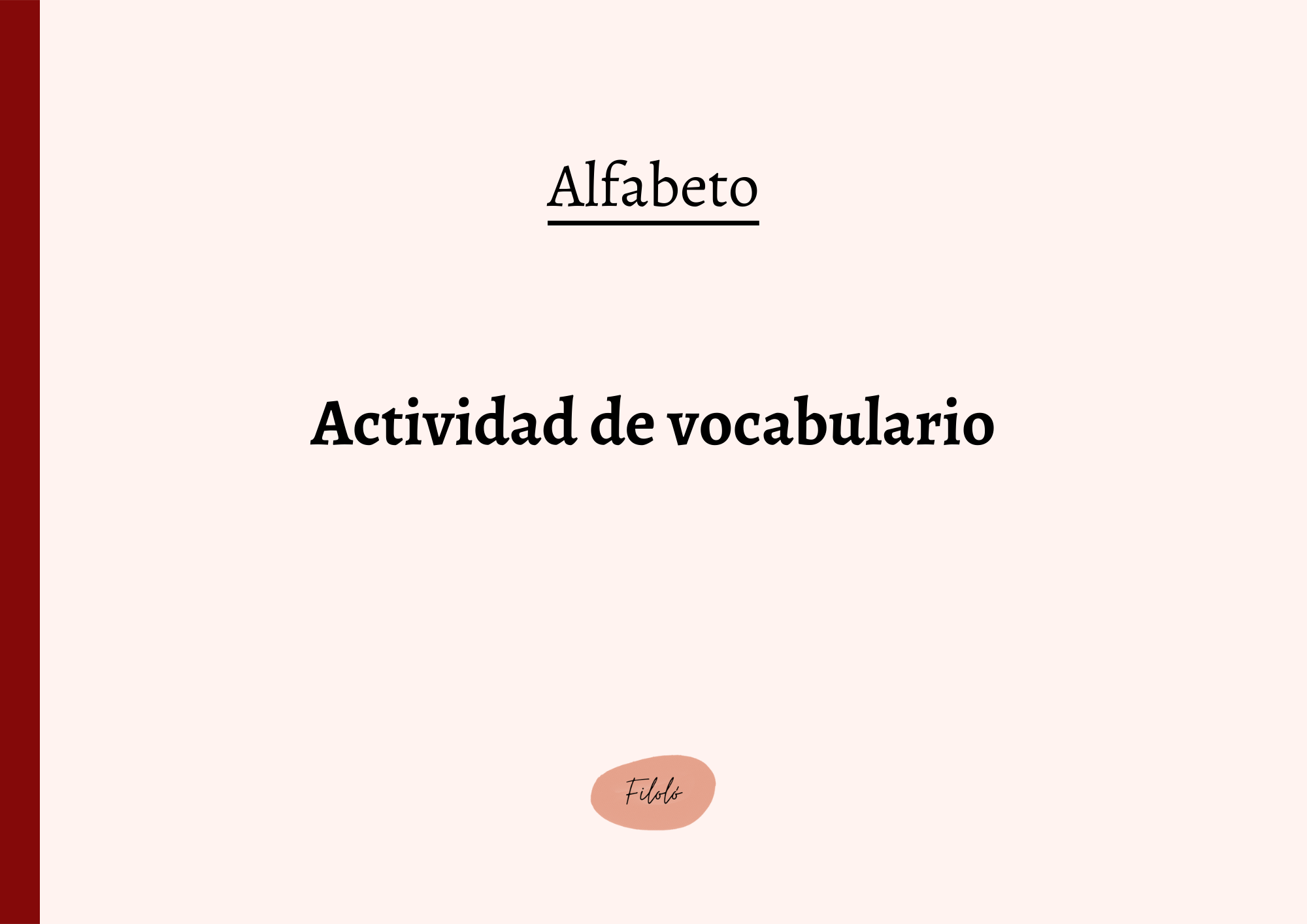 Alfabeto: actividad de vocabulario