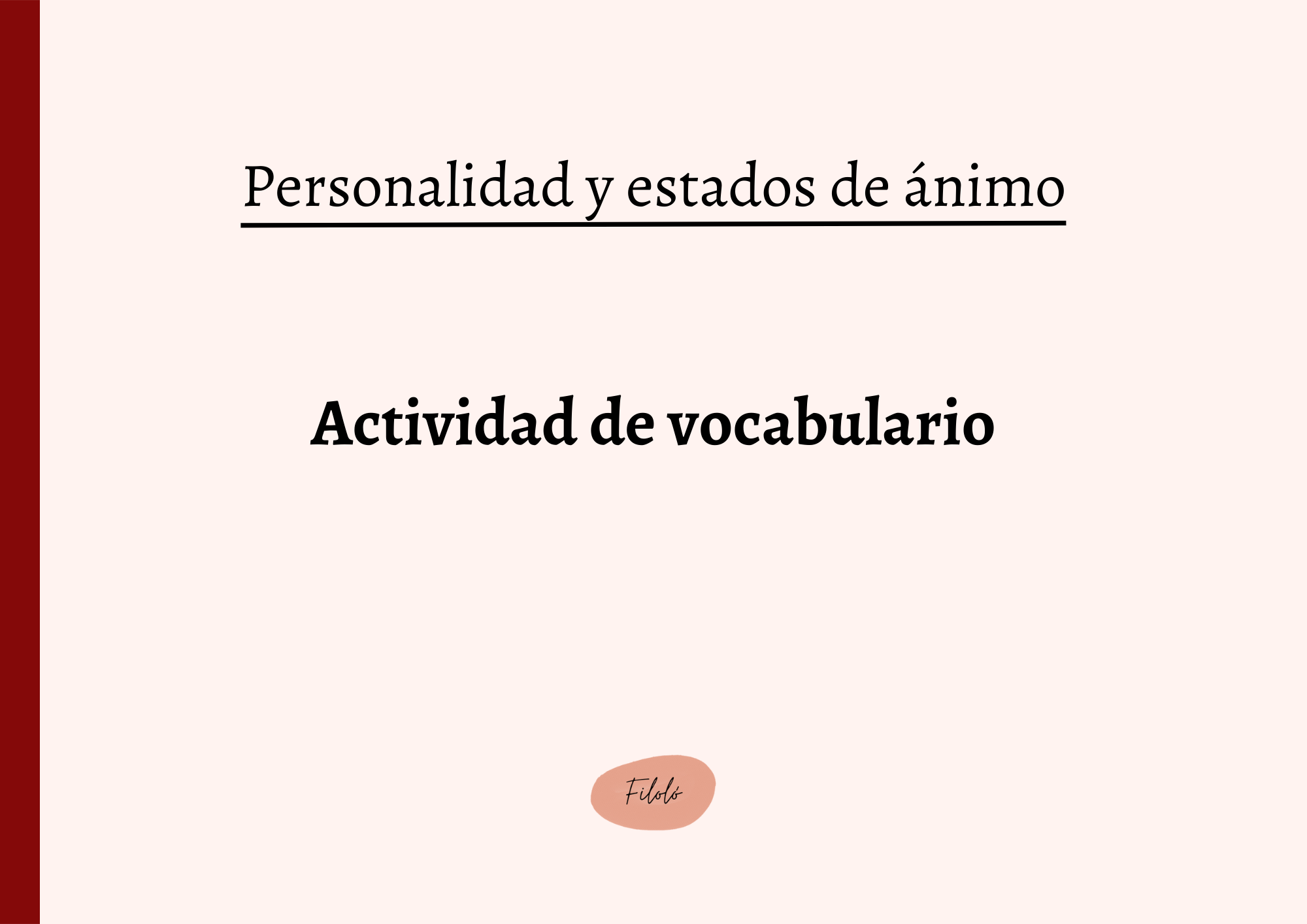 Personalidad y estados de ánimo: actividad de vocabulario