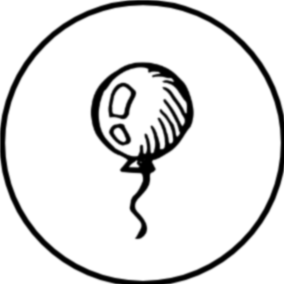 Ballon de fête avec un sourire mignon, à l'intérieur d'un cercle.