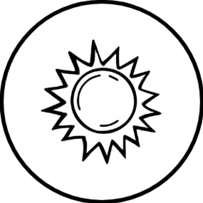 Symbole solaire avec soleil stylisé à l'intérieur d'un cercle