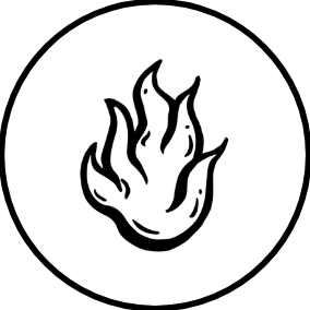 Symbole d'une flamme stylisée dans un cercle