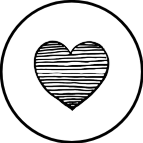 Cœur en ligne horizontale à l'intérieur d'un cercle