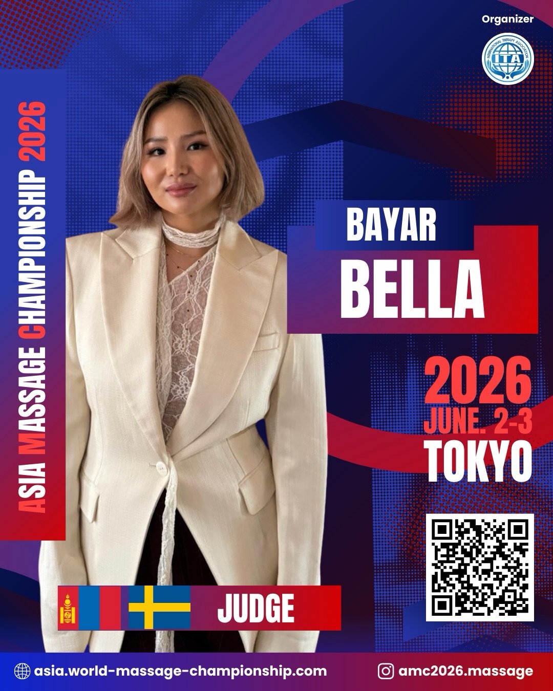 ✨ I will be participating as a judge at Asia Massage Championship 2026! ✨

🗓 June 2&ndash;3, 2026
📍 Yoyogi National Stadium &ndash; Second Gymnasium (Tokyo)
🌏 AMC 2026 (Asia Massage Championship)
I&rsquo;m honored to attend the event as one of the