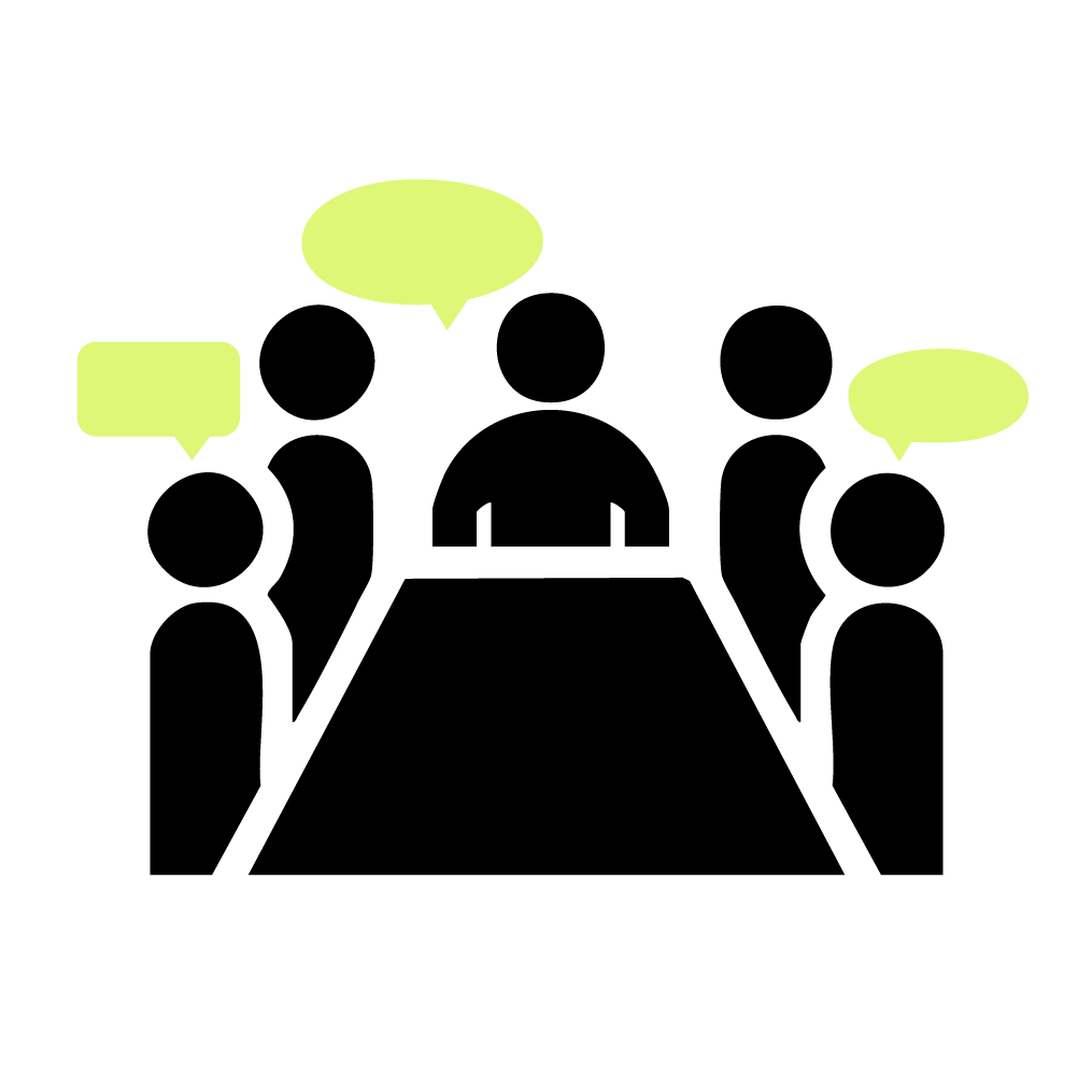 Illustration of a person with two speech bubbles and a question mark above their head, indicating they are thinking or asking questions.