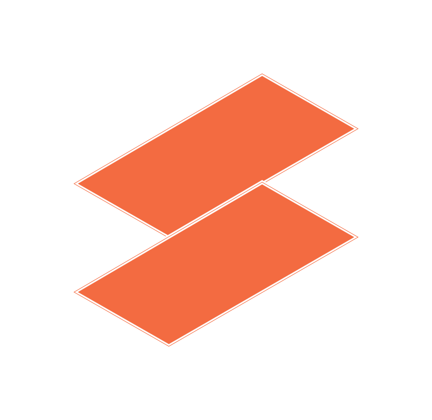 Deux bandes oranges en perspective sur un fond noir.