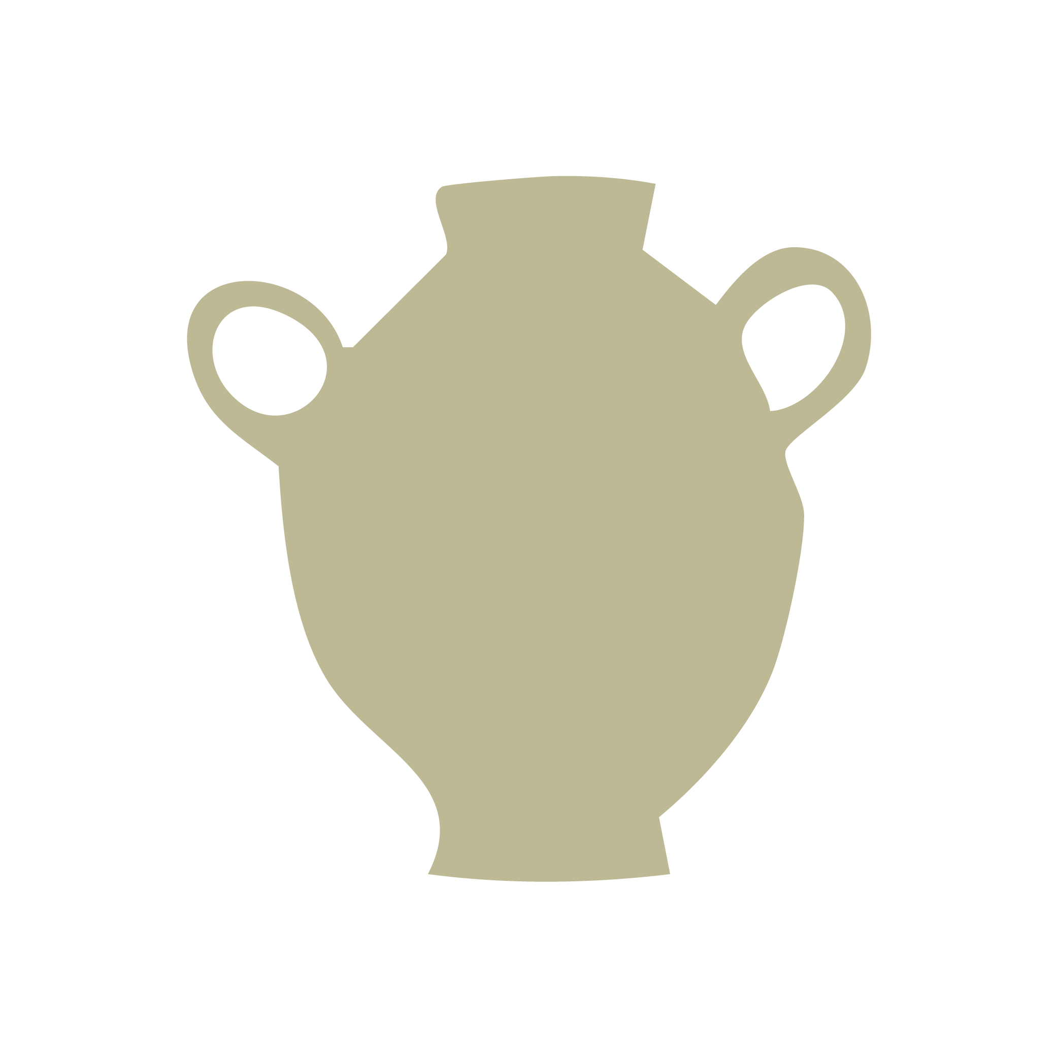 Silhouette of an ancient Greek clay vase with two handles.