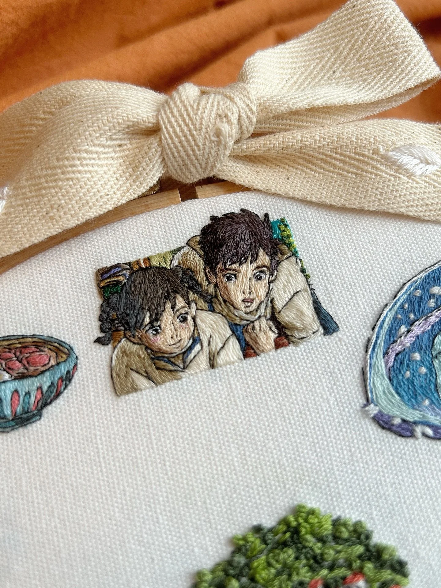 Each Ghibli world, stitched like the hours on a clock  in order of their release, starting from Nausica&auml; of the Valley of the Wind to From up on poppy hill 🕰️ This piece felt like walking through time with every stitch, revisiting worlds accomp