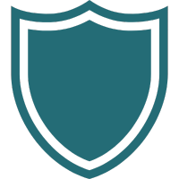 Simple shield emblem with a dark teal fill and a teal outline.