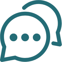 Icon of two overlapping chat bubbles, one with three dots, representing messaging or conversation.