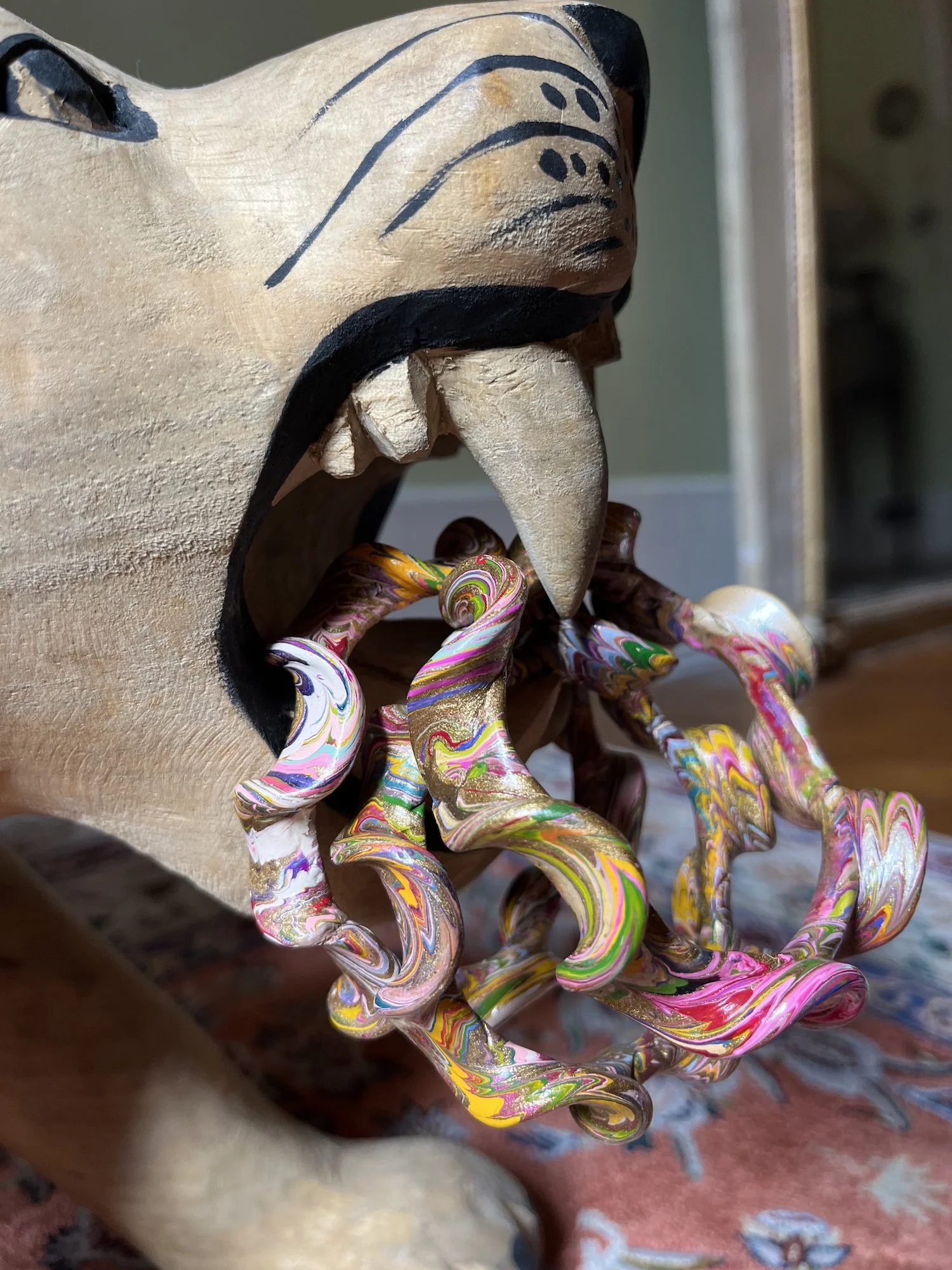 Light Blue Hand-Painted Indian Bark Bracelet
