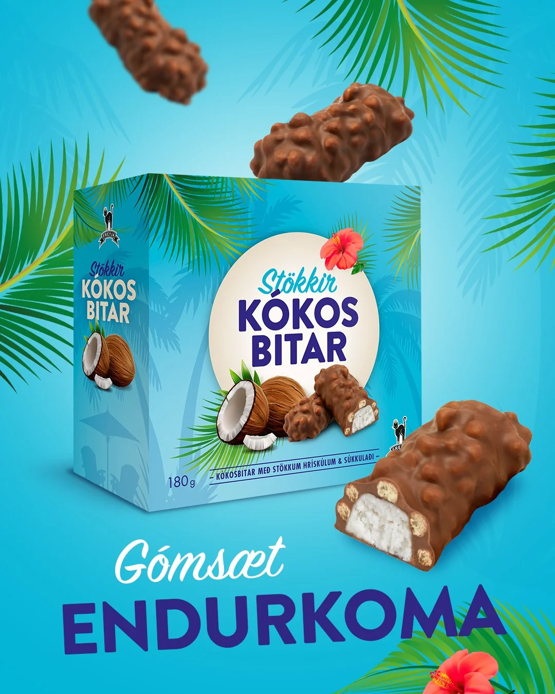 G&Oacute;MS&AElig;T ENDURKOMA 👑🌴🥥
Loksins eru St&ouml;kkir k&oacute;kosbitar &aacute; lei&eth;inni aftur &iacute; verslanir! Hefur &thorn;&uacute; smakka&eth;? &THORN;eir eru algj&ouml;rlega geggja&eth;ir.