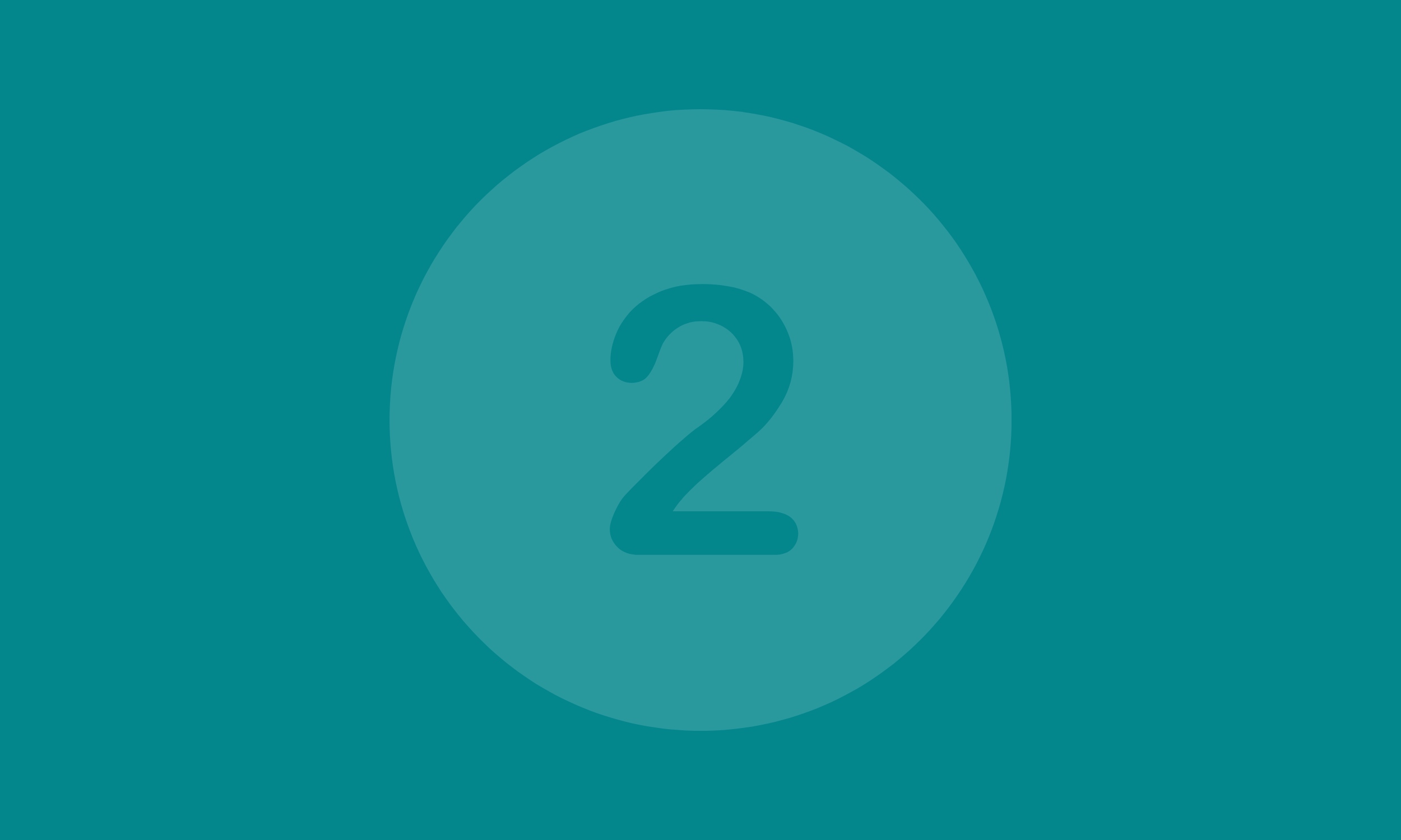 Solid teal background with the number 2.