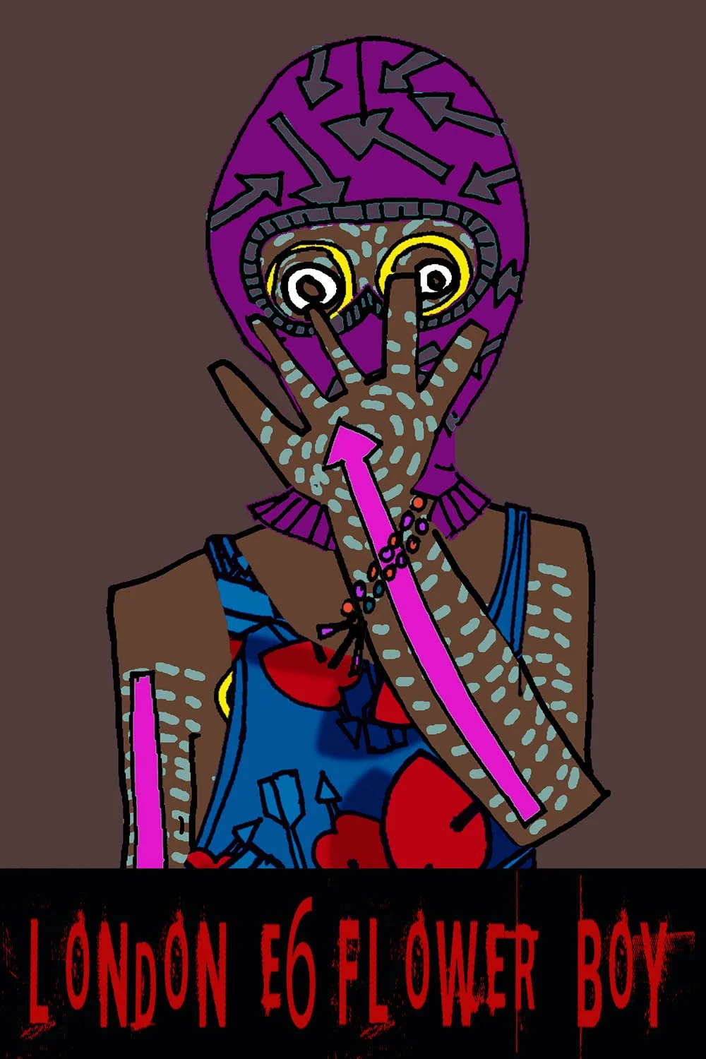 Colourful framed art print with expressive line work and a soft, textured approach to character design..jpg