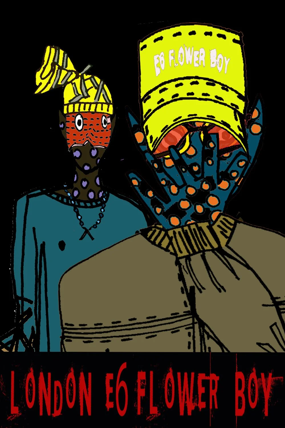 London street art inspired artwork from the London E6 Flower Boys series, blending expressive characters, colour and contemporary urban imagery..jpg