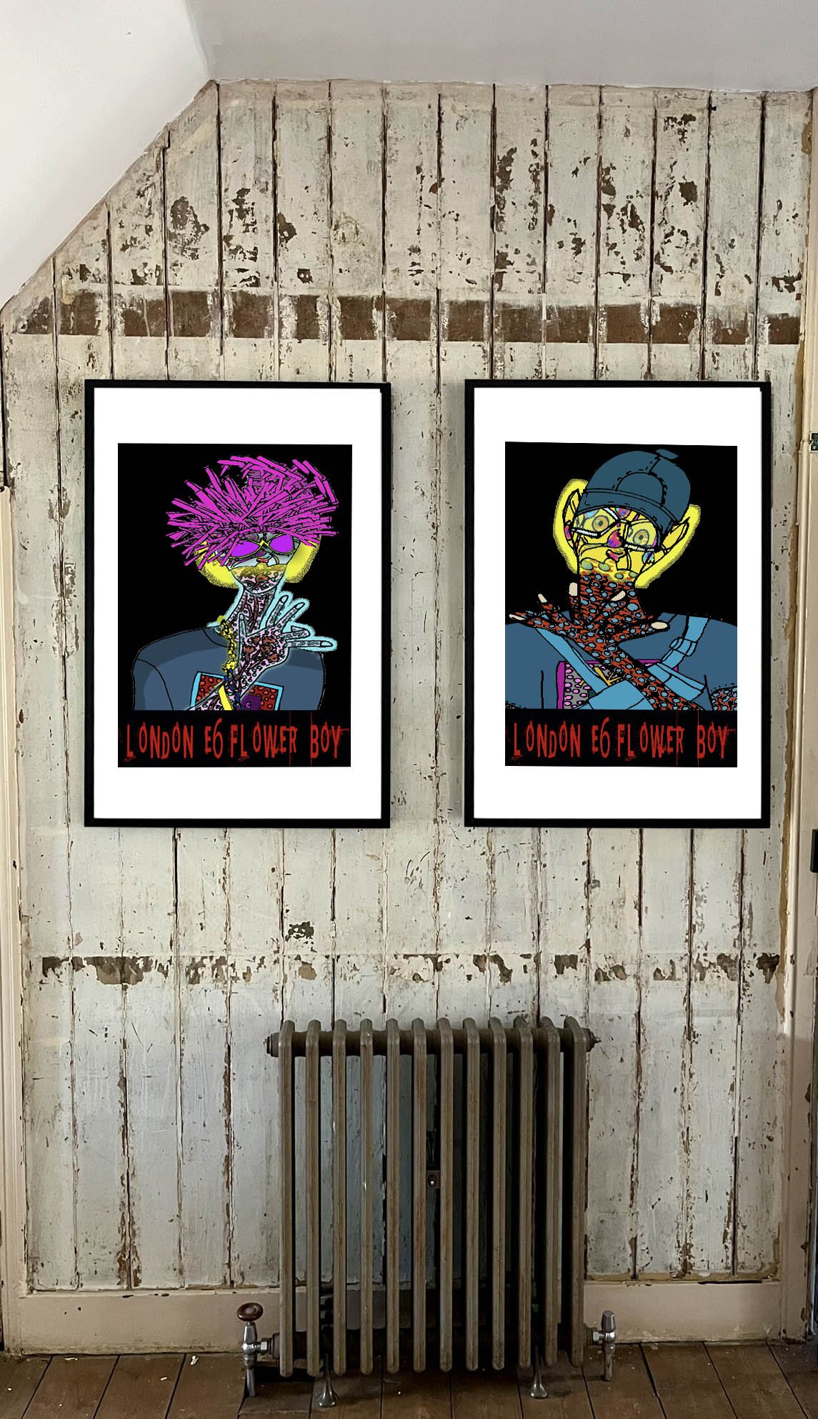 London E6 Flower Boys Drop 5 contemporary character artwork displayed as framed East London art..jpg