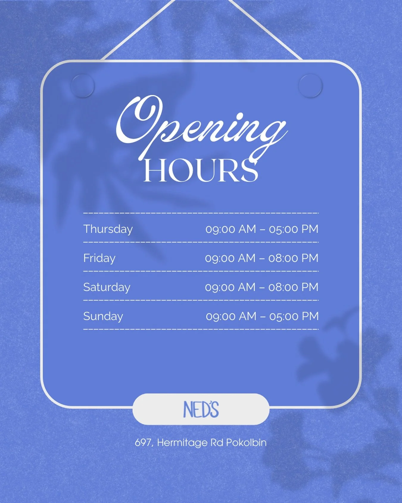 We&rsquo;ve made an adjustment to our opening hours ⏰

We&rsquo;re still here from 9am Thursday to Sunday, with a slight change in the evenings. 

From breakfast bagels to afternoon pick-me-ups and post-work cocktails, we&rsquo;ve got you covered. 


