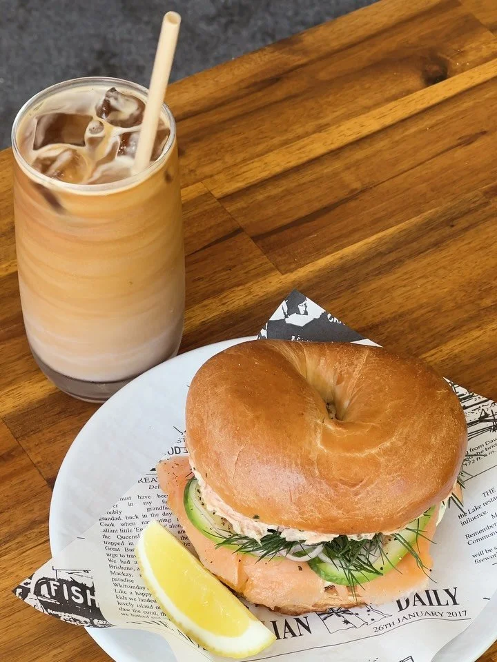Yaz&rsquo;s go to breaky + one of our most popular menu items, the salmon bagel 🥯🧋

Available all day. 

#huntervalley #huntervalleycafe #huntervalleybar