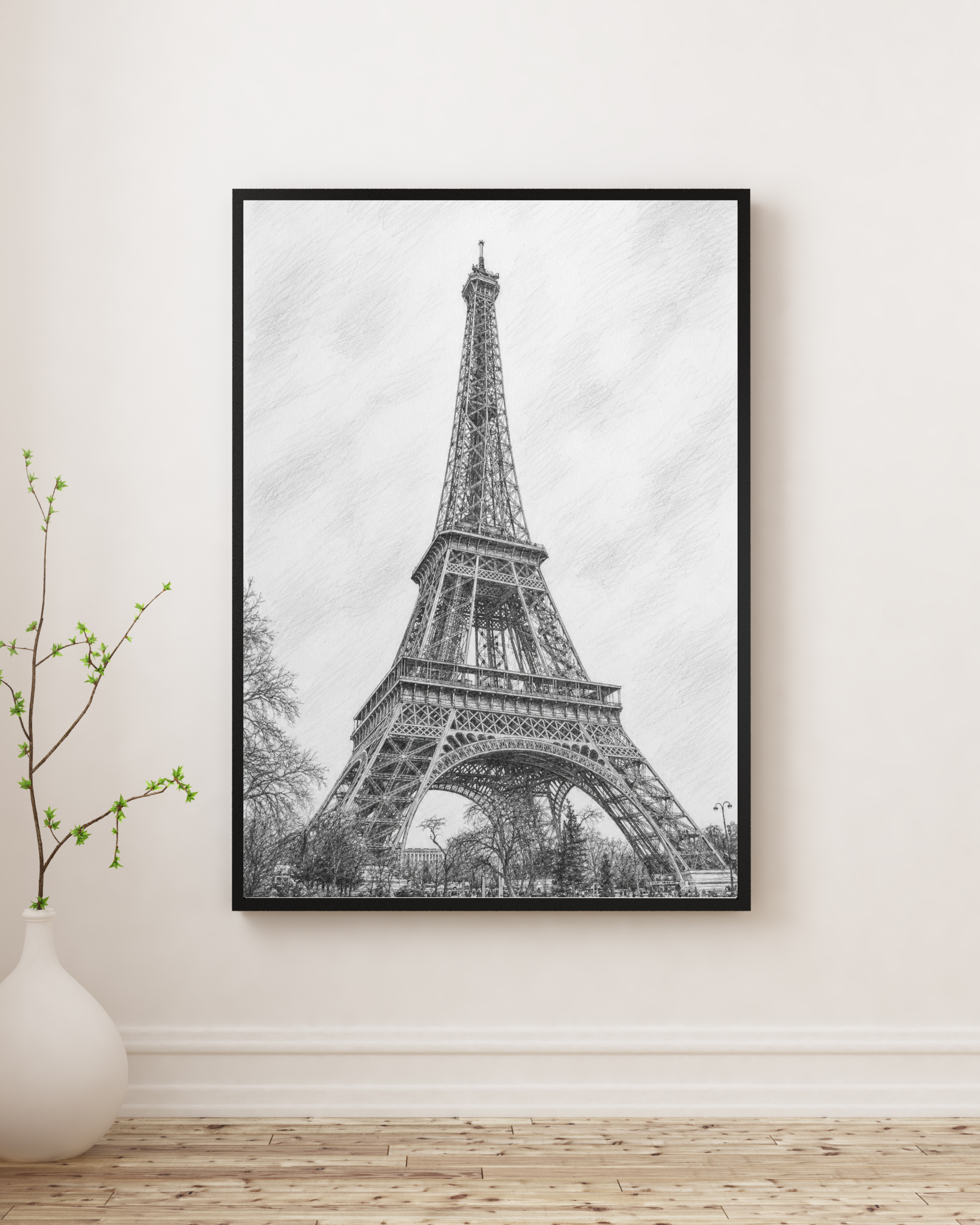 Eiffel Tower Fineline Architectural Drawing