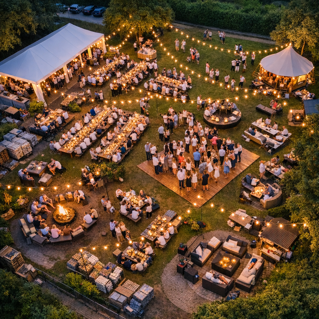 Luftaufnahme einer Feier